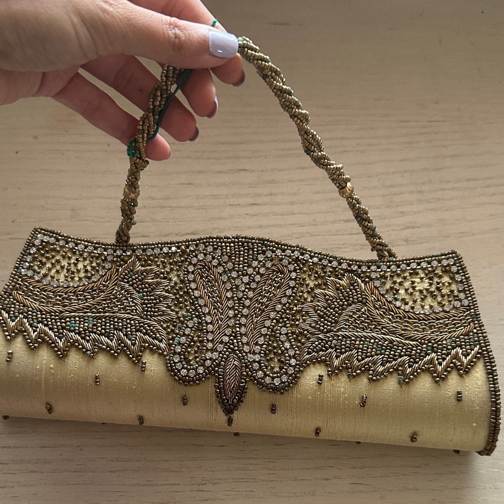 Sunbeam Gold and Brown Beaded Clutch - Picture 5 of 5